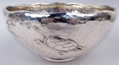 Antique Tiffany Japonesque Applied Hand-Hammered Turtle Bowl