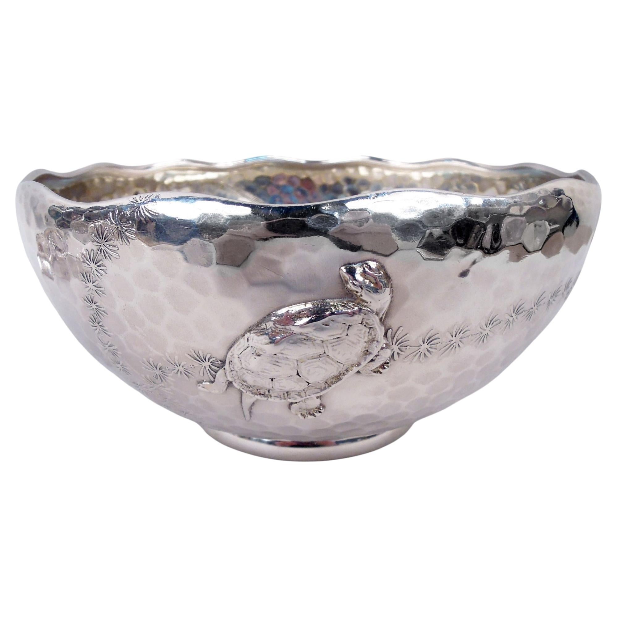 Antique Tiffany Japonesque Applied Hand-Hammered Turtle Bowl