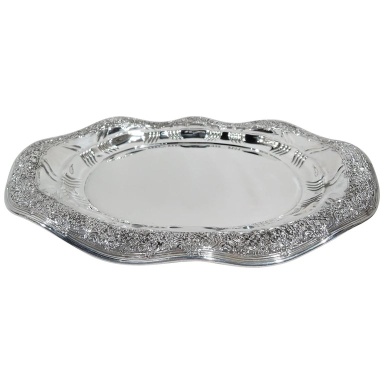 Antique Tiffany Large and Pierced Sterling Silver Platter Tray For Sale ...