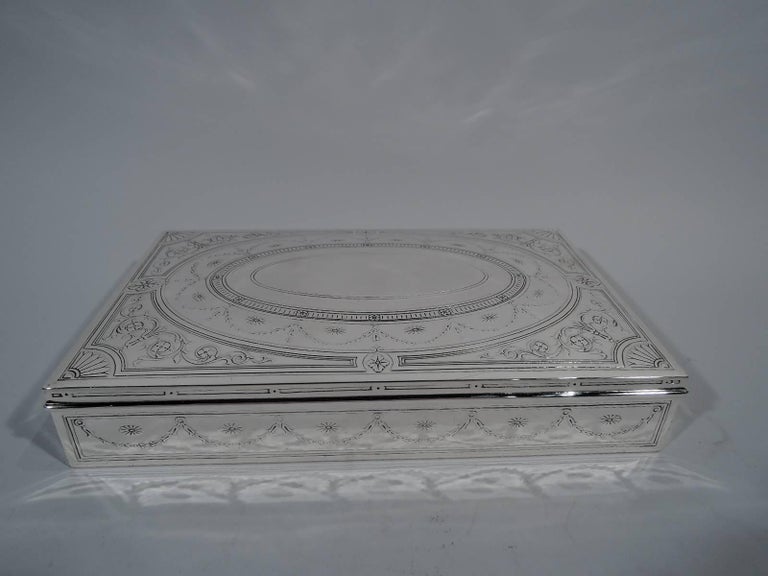 Antique Tiffany Neoclassical Sterling Silver Desk Box For Sale at 1stDibs