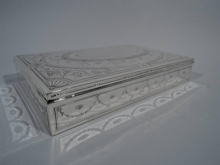 Antique Tiffany Neoclassical Sterling Silver Desk Box For Sale at 1stDibs