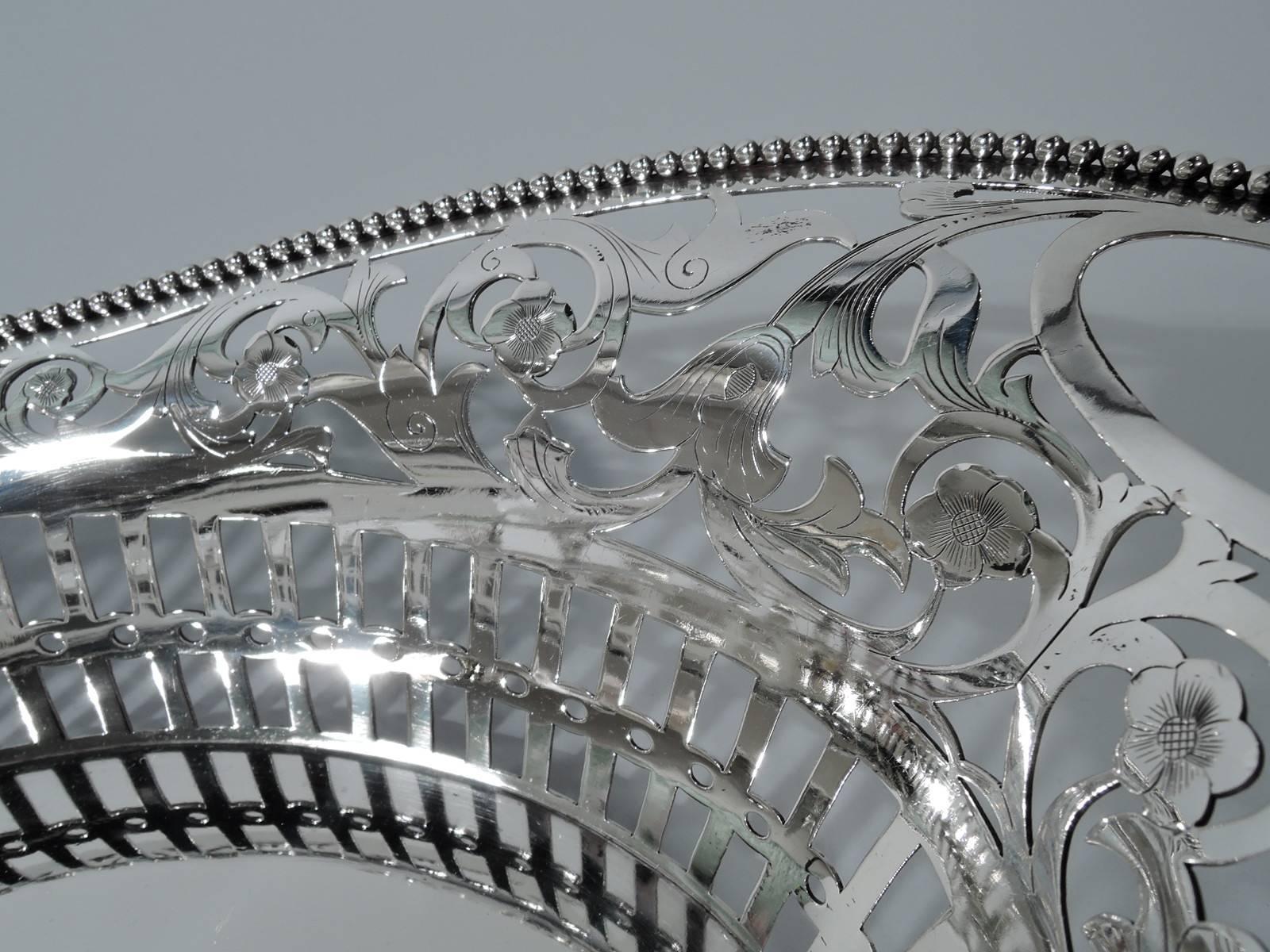 American Antique Tiffany Pierced Sterling Silver Basket