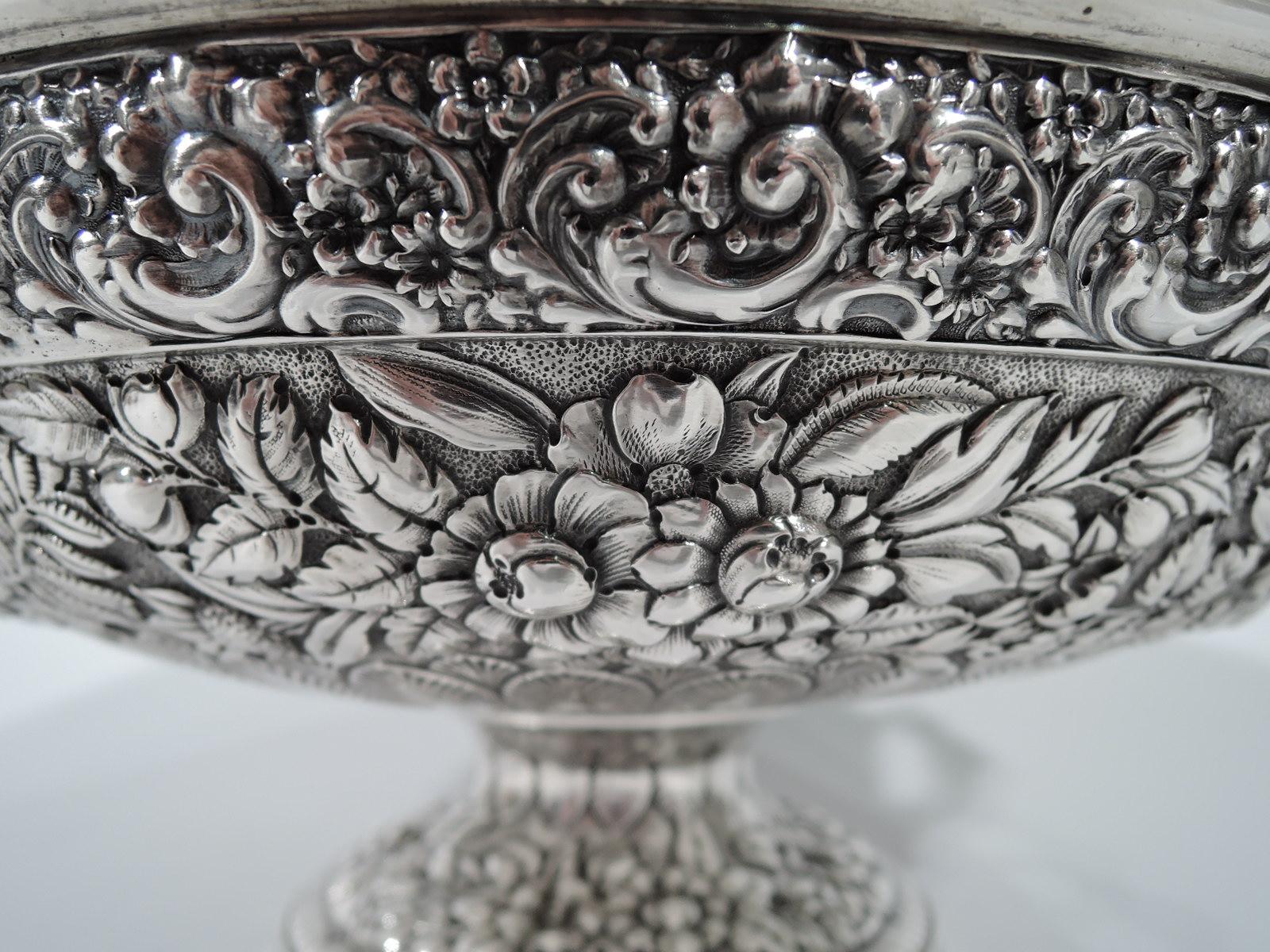 American Antique Tiffany Repousse Sterling Silver Classical Centerpiece Kylix Bowl
