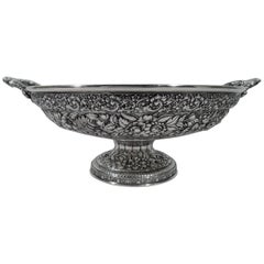 Antique Tiffany Repousse Sterling Silver Classical Centerpiece Kylix Bowl