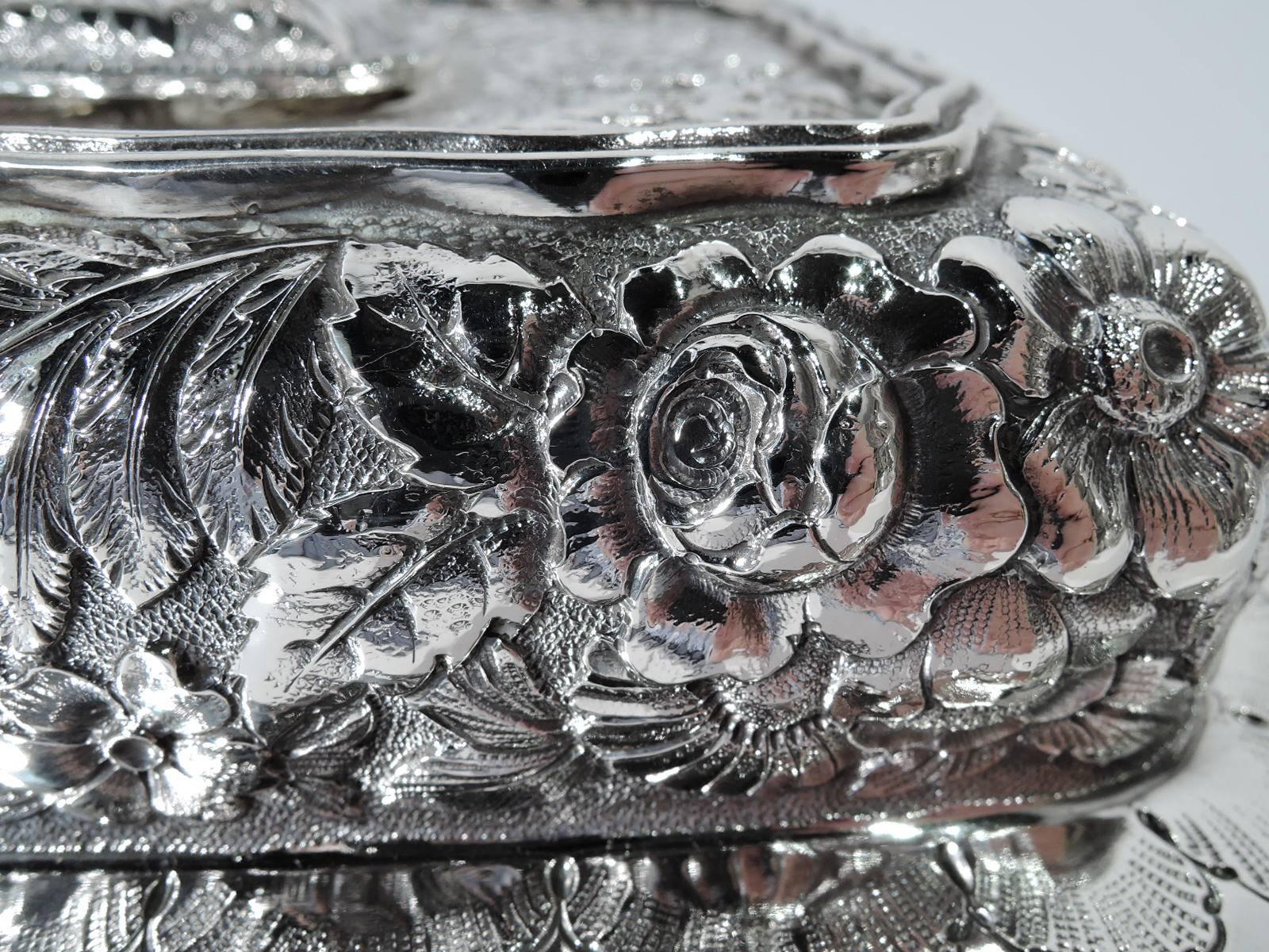 American Antique Tiffany Repousse Sterling Silver Covered Vegetable Dish