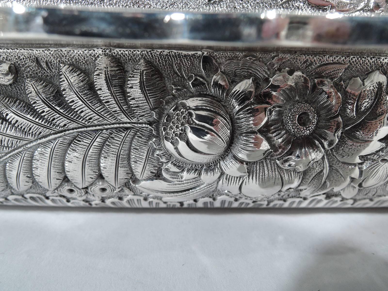 Antique Tiffany Repousse Sterling Silver Covered Vegetable Dish In Excellent Condition In New York, NY