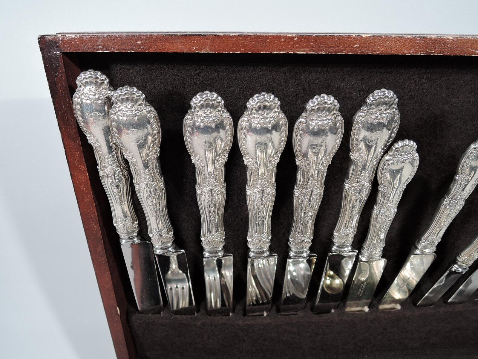 20th Century Antique Tiffany Richelieu Sterling Silver Set with 93 Pieces