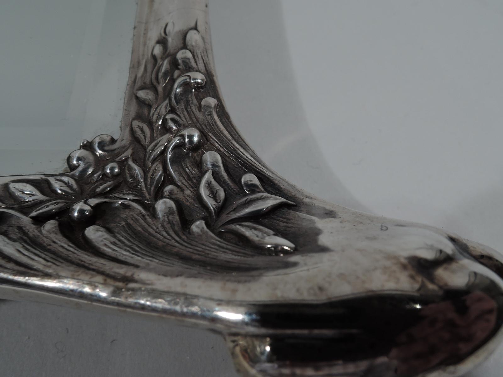 Antique Tiffany Rococo Revival Sterling Silver Vanity Mirror In Excellent Condition In New York, NY