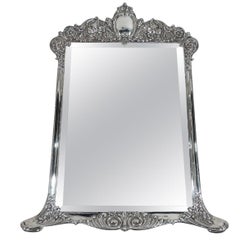 Antike Tiffany Rokoko Revival Sterling Silber Vanity Mirror