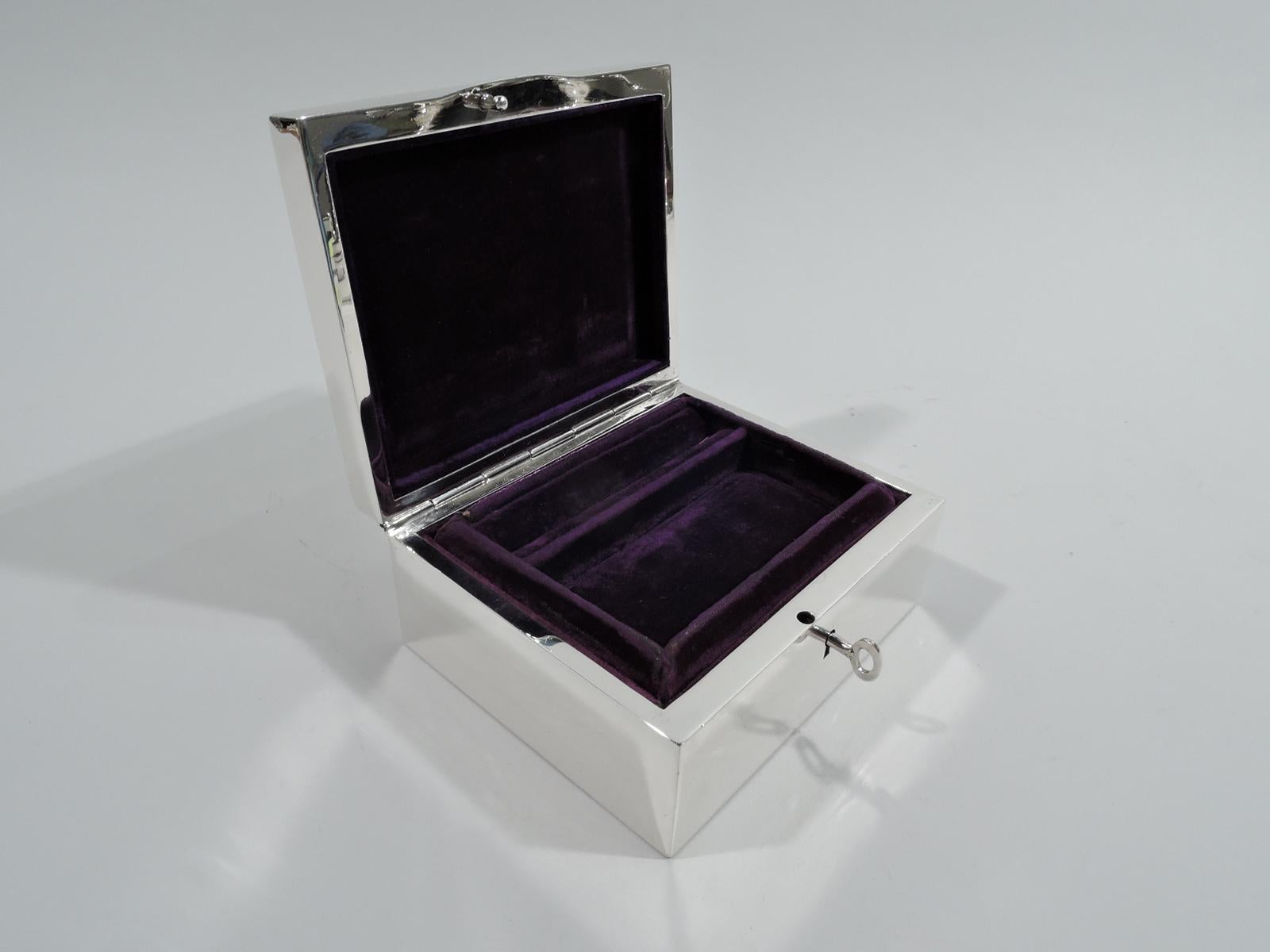 American Antique Tiffany Small Sterling Silver Jewelry Box with Key