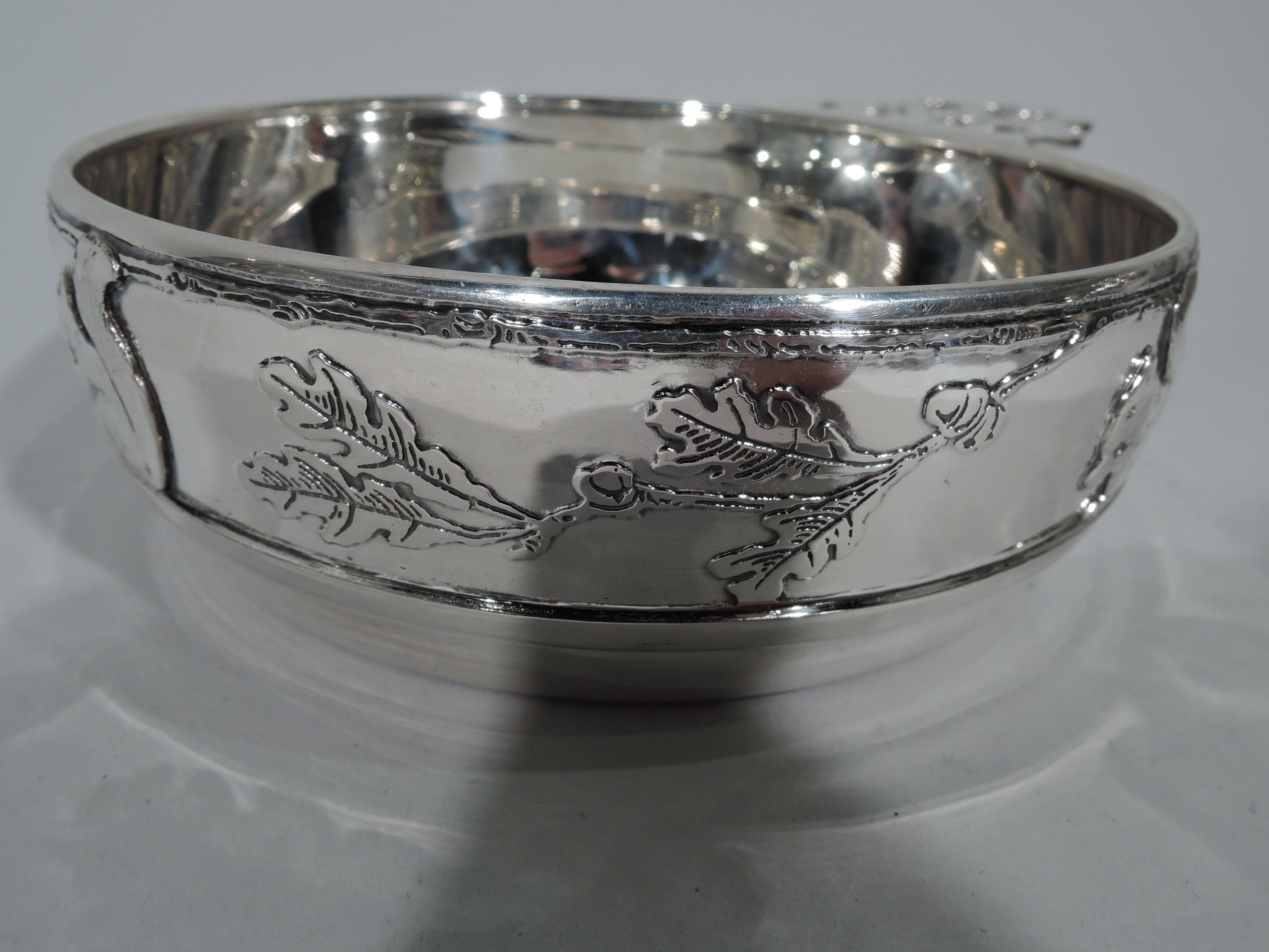 20th Century Antique Tiffany Sterling Silver Baby Porringer with Thrifty Squirrel