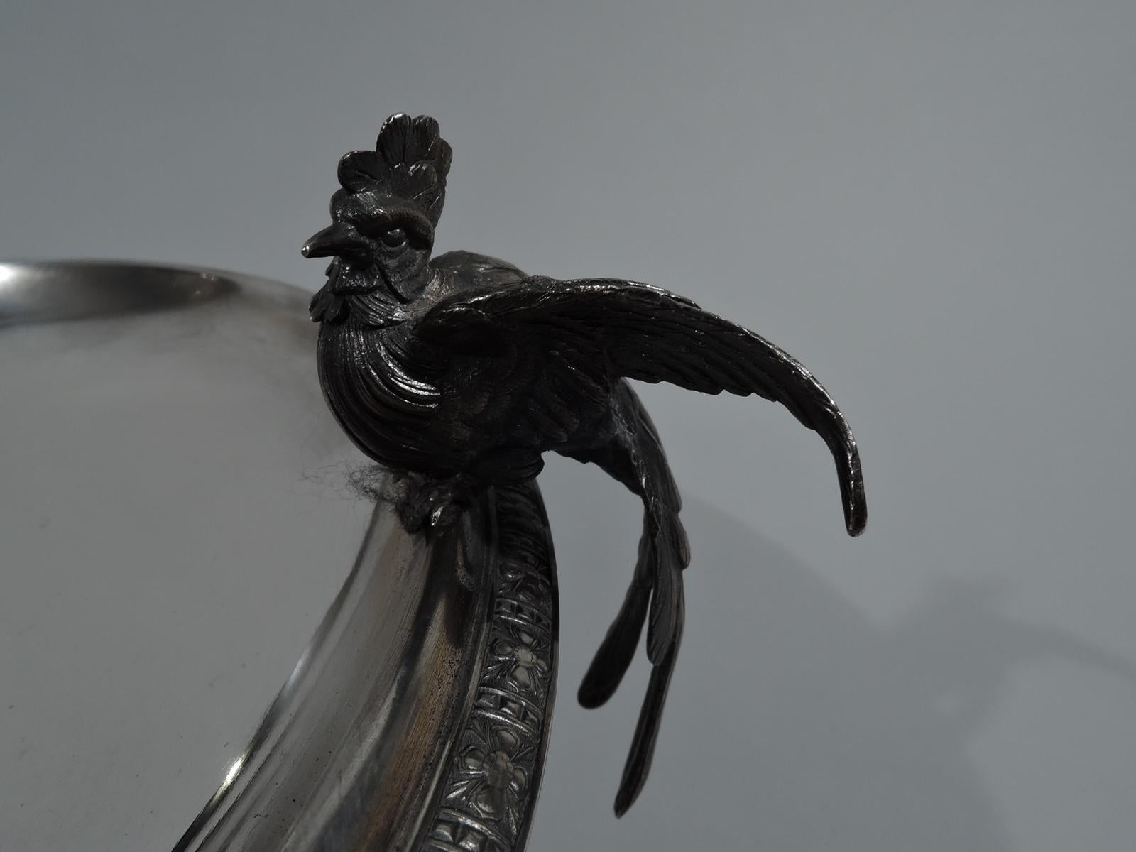 Antike antike Tiffany Sterling Silber Vogel Bade Klassische Kompottschale (amerikanisch) im Angebot