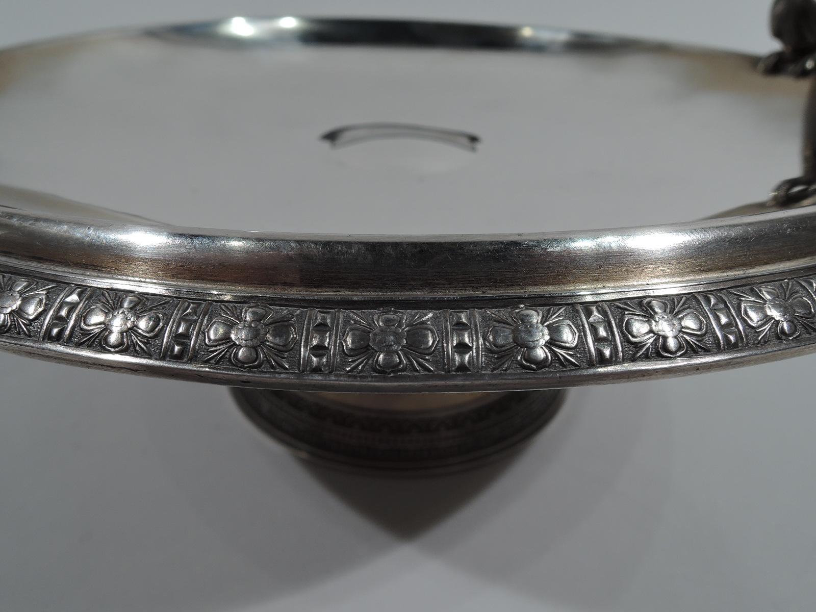 19th Century Antique Tiffany Sterling Silver Bird Bath Classical Compote For Sale