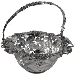 Antique Tiffany & Co. Sterling Silver Blackberry Basket with Lots of Charm
