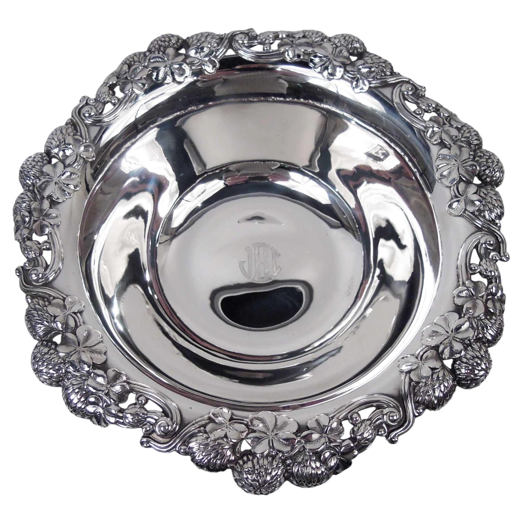 Antica ciotola in argento sterling Tiffany con classico motivo a trifoglio