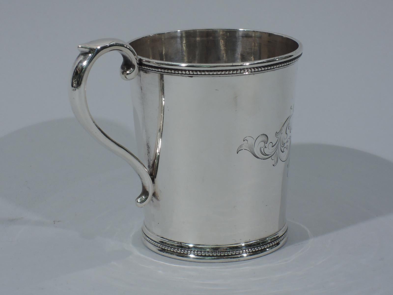 American Antique Tiffany Sterling Silver Christening Mug with Early 550 Broadway Mark