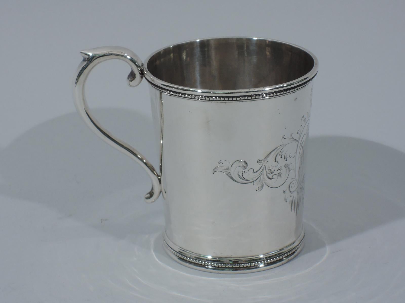 Antique Tiffany Sterling Silver Christening Mug with Early 550 Broadway Mark In Good Condition In New York, NY