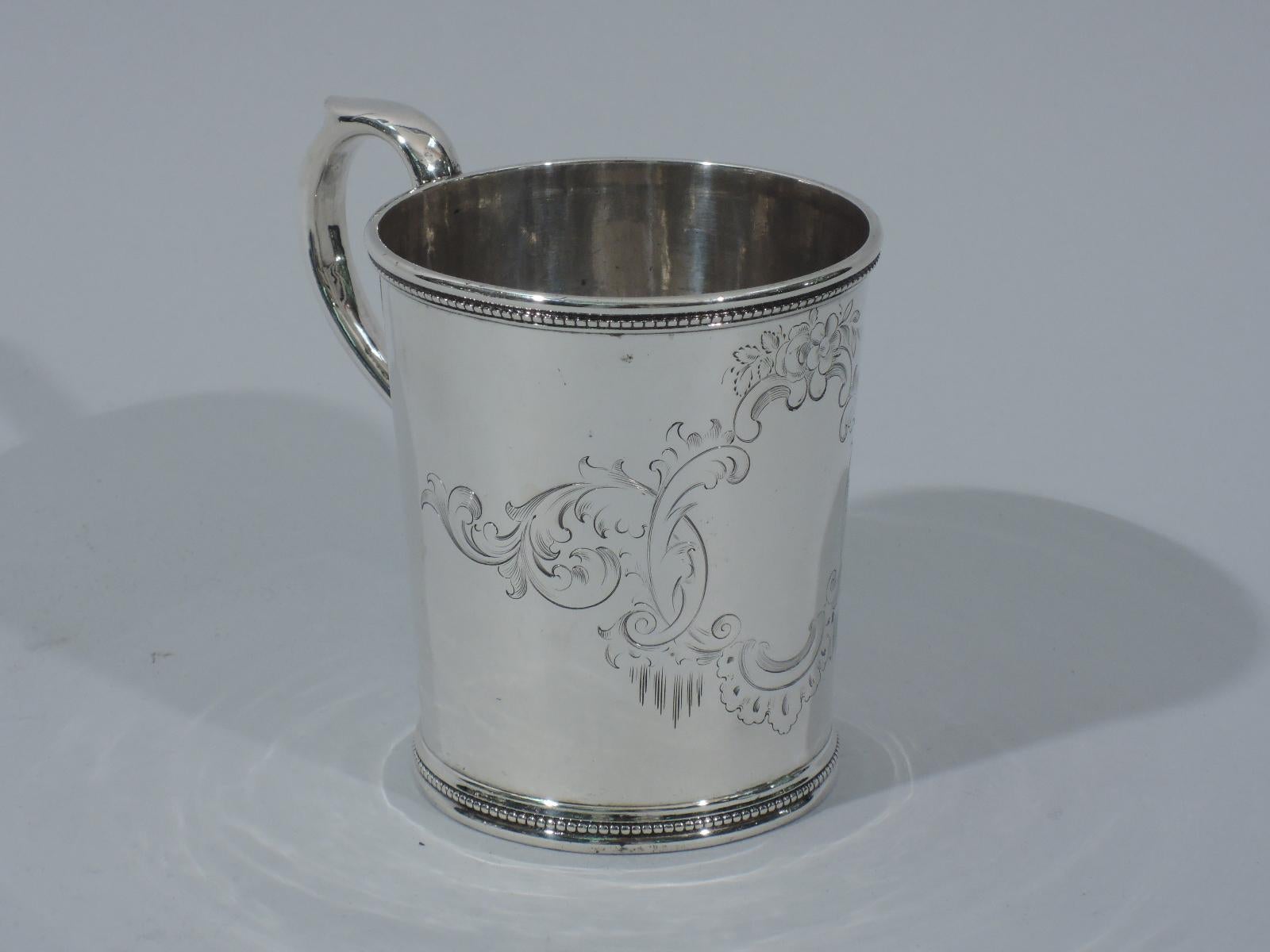 19th Century Antique Tiffany Sterling Silver Christening Mug with Early 550 Broadway Mark