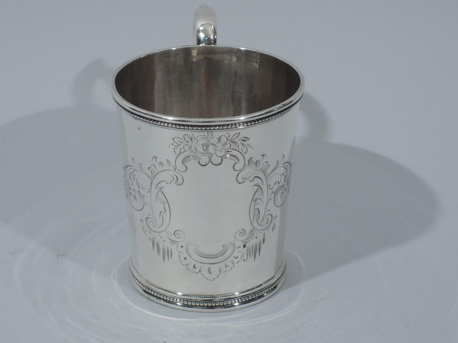 Antique Tiffany Sterling Silver Christening Mug with Early 550 Broadway Mark 1
