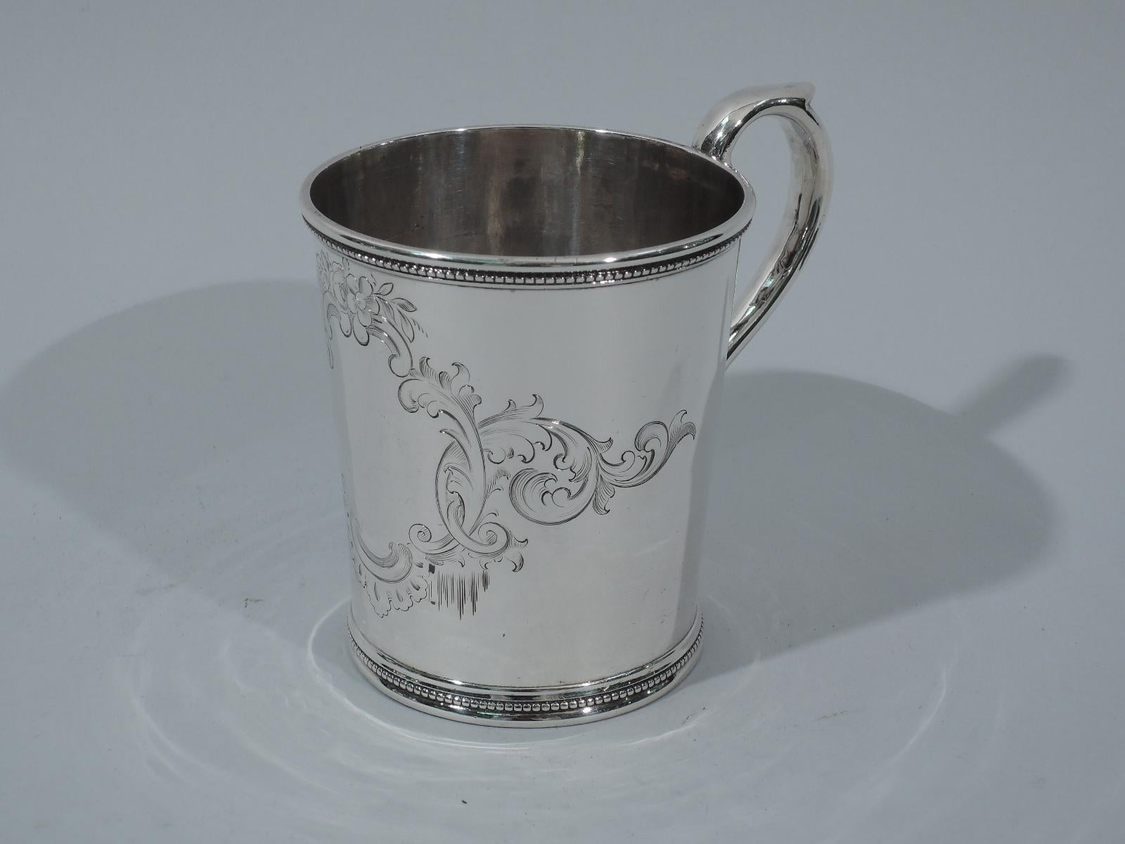 Antique Tiffany Sterling Silver Christening Mug with Early 550 Broadway Mark 2