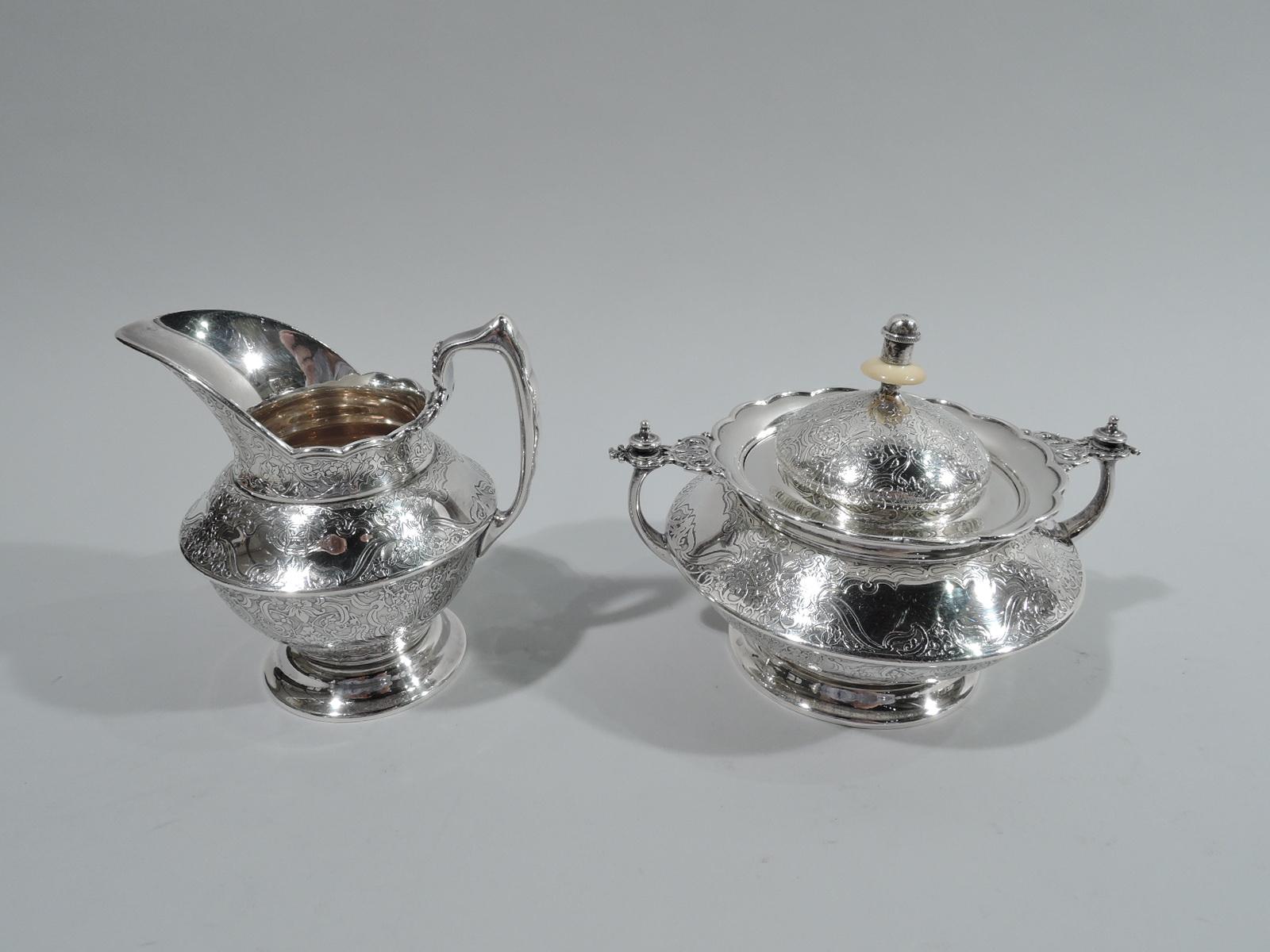 Antique Tiffany Sterling Silver Coffee Set on Tray in Persian Pattern 2