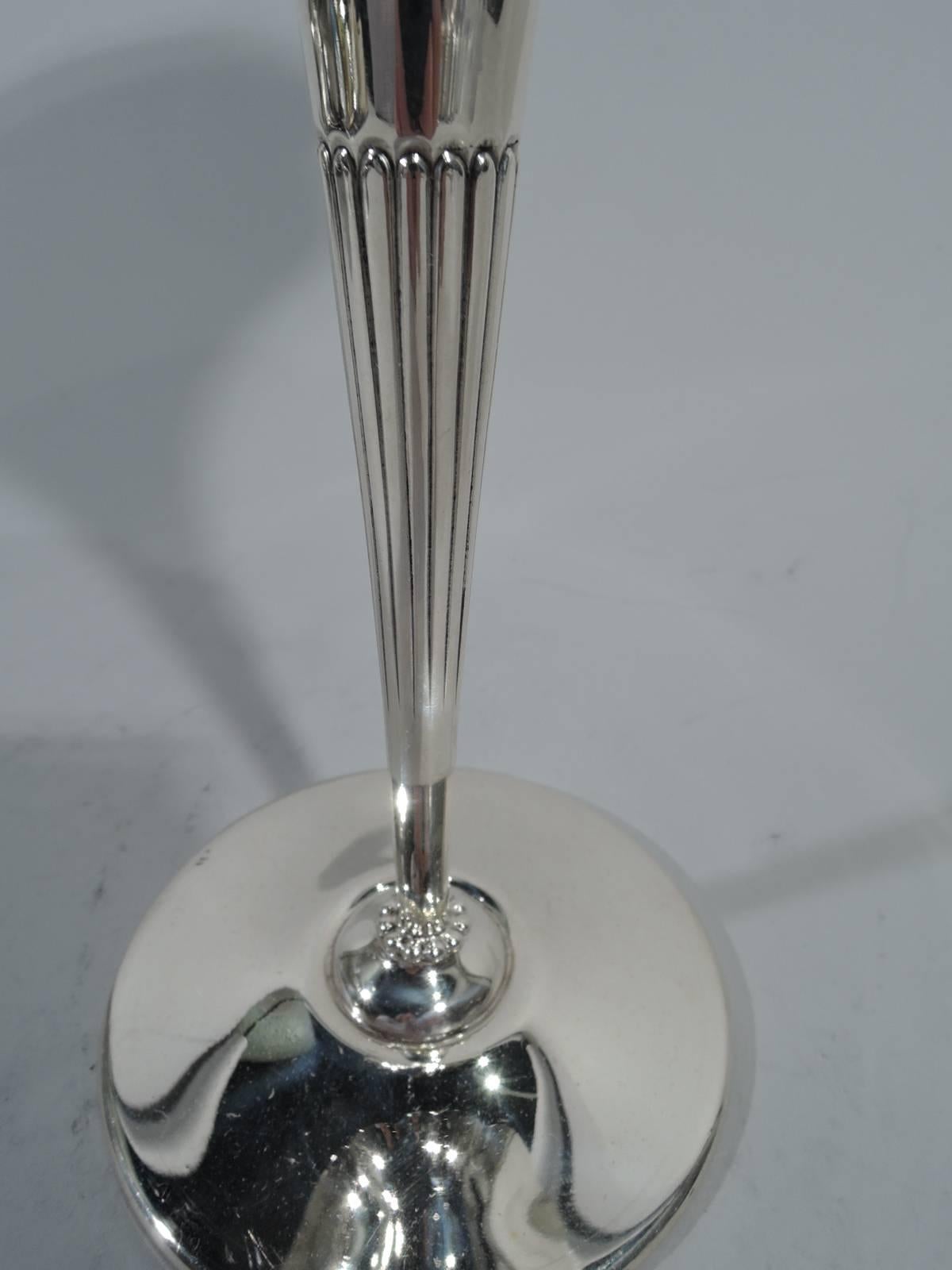 Victorian Antique Tiffany Sterling Silver Fancy Fluted Conical Vase