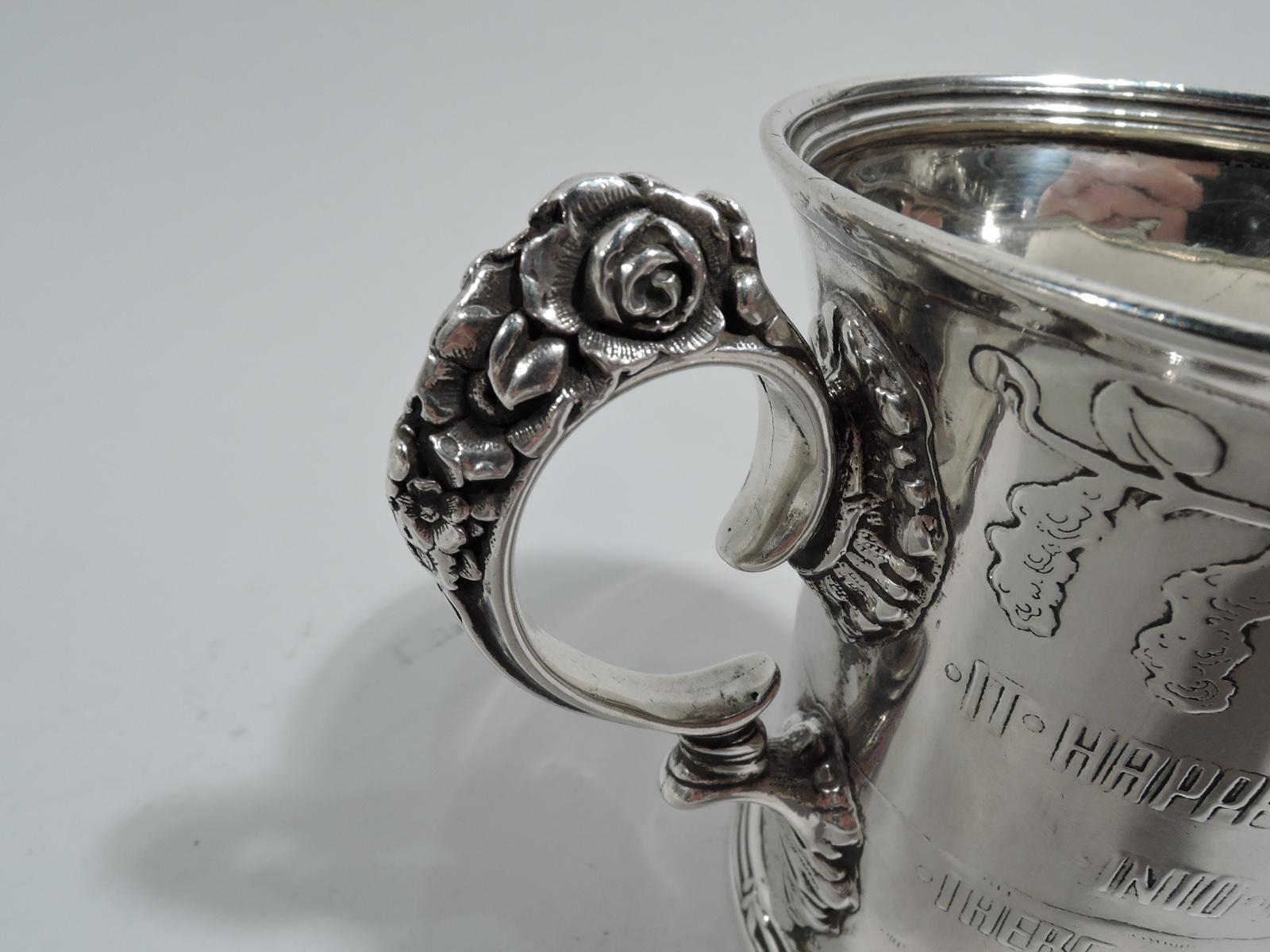 Art Nouveau Antique Tiffany Sterling Silver Little Bo Beep Nursery Rhyme Baby Cup