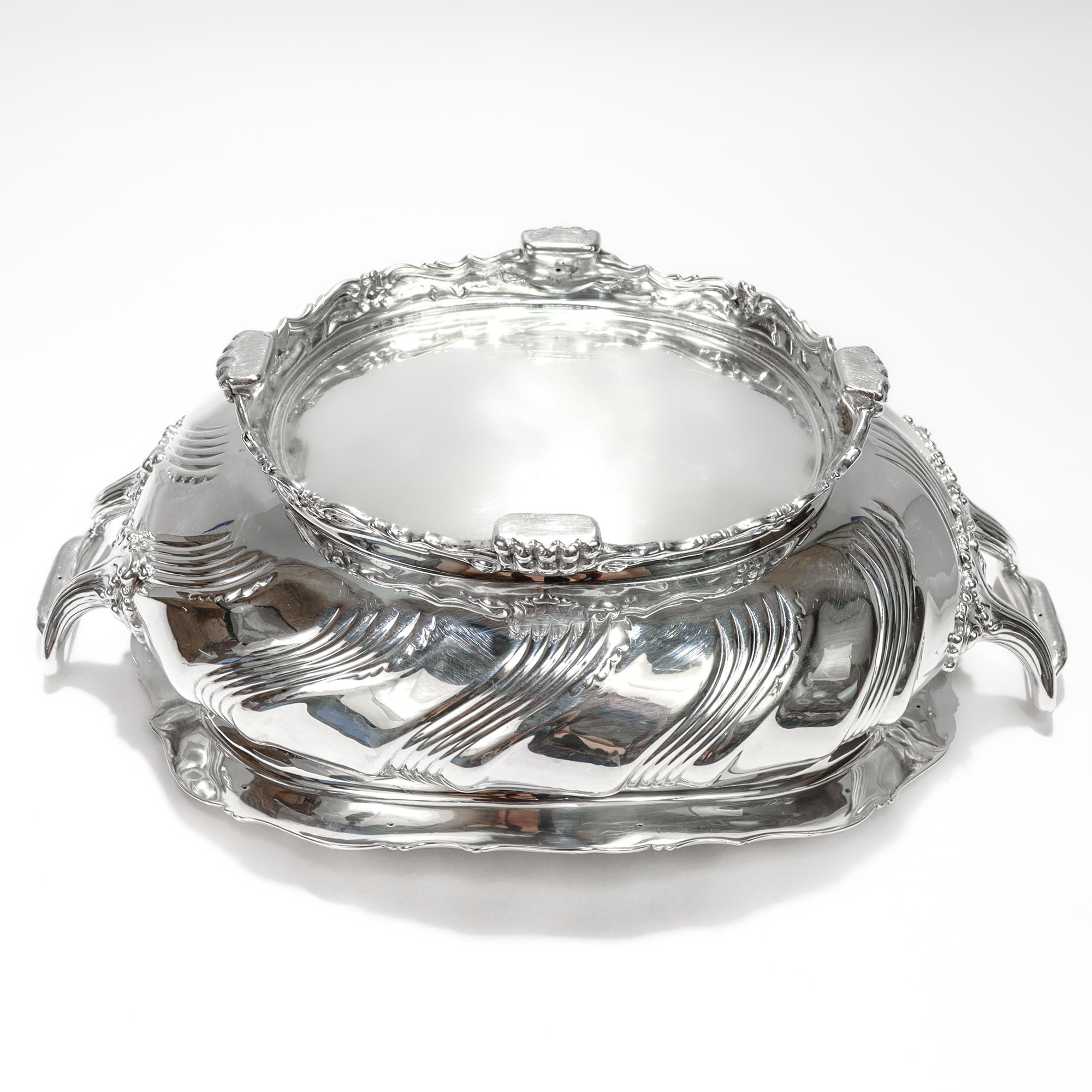 Antike Tiffany Sterling Silber Richelieu Muster Servierschüssel markiert 'OS' im Angebot 5