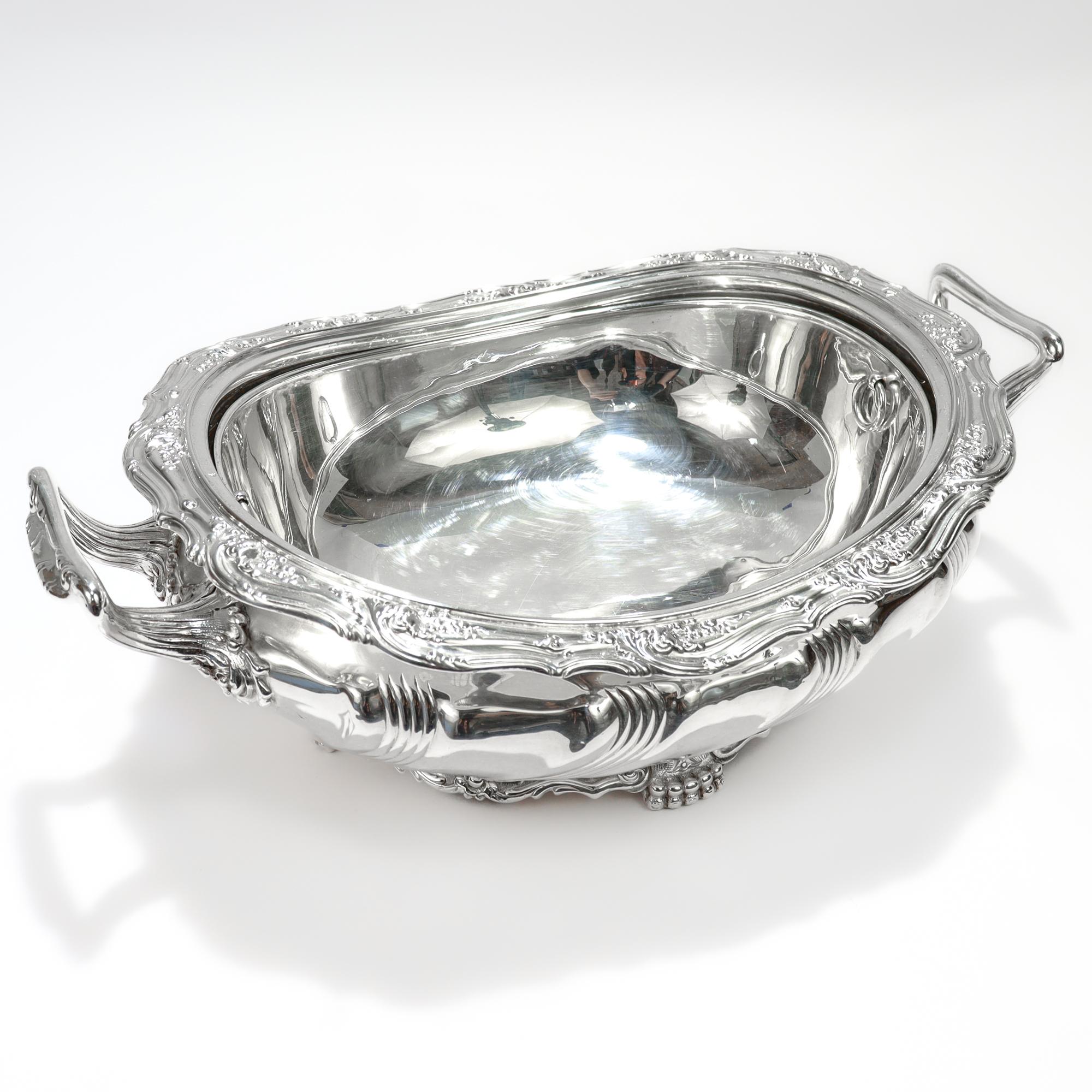 Antike Tiffany Sterling Silber Richelieu Muster Servierschüssel markiert 'OS' im Angebot 6