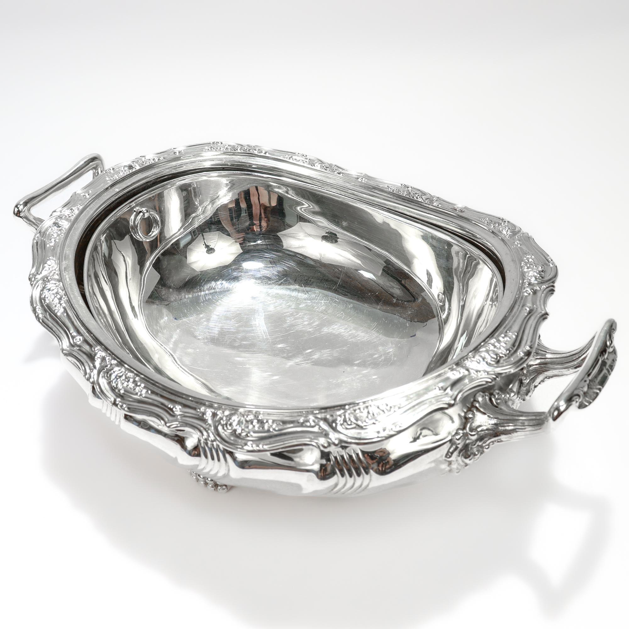 Antike Tiffany Sterling Silber Richelieu Muster Servierschüssel markiert 'OS' im Angebot 7