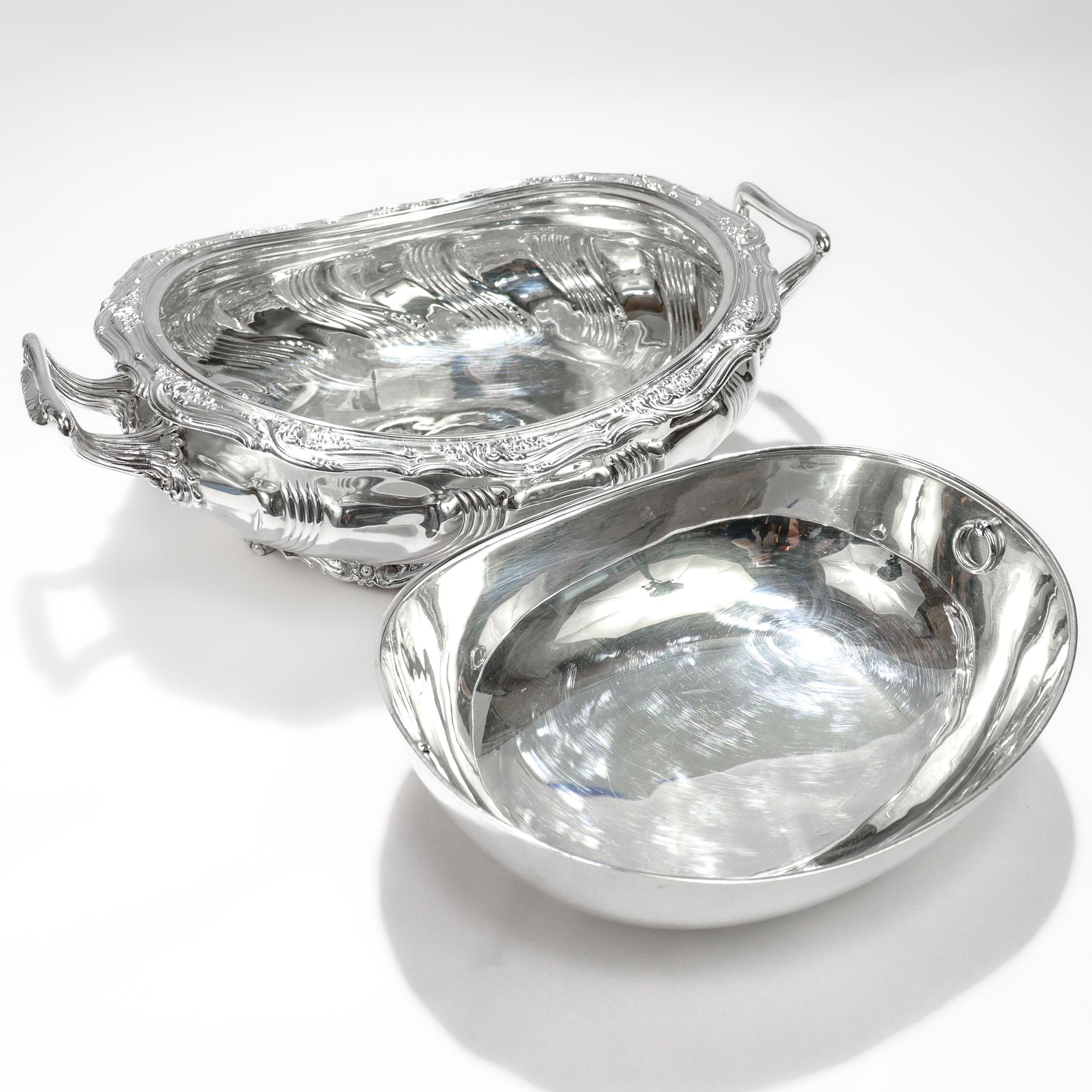 Antike Tiffany Sterling Silber Richelieu Muster Servierschüssel markiert 'OS' im Angebot 8