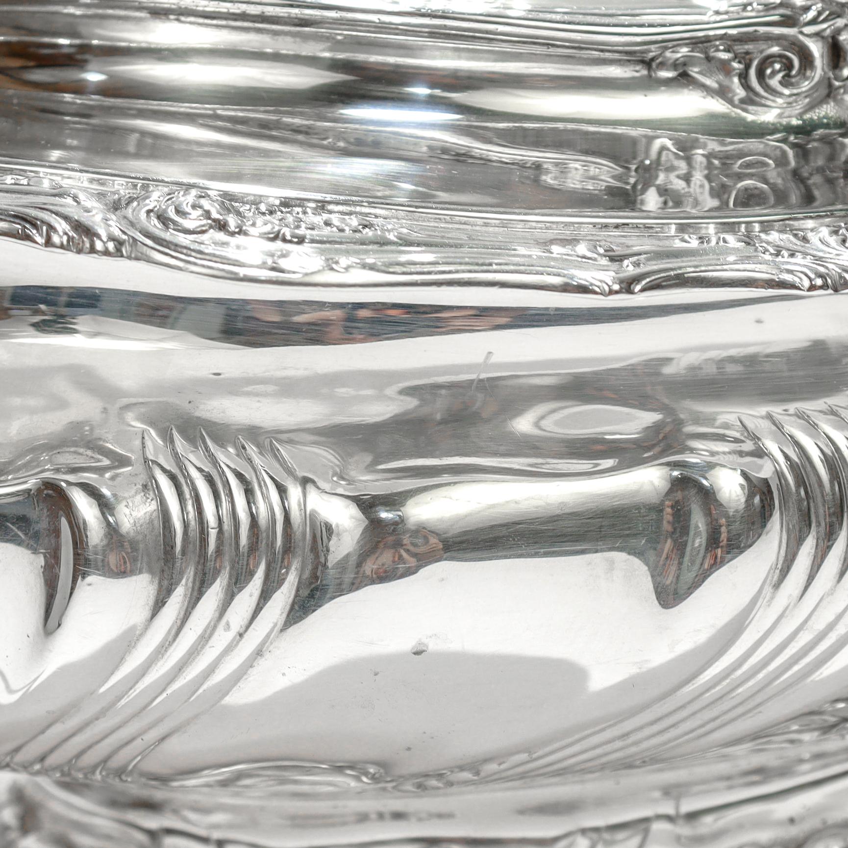 Antike Tiffany Sterling Silber Richelieu Muster Servierschüssel markiert 'OS' im Angebot 12