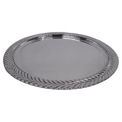 Retro Tiffany Sterling Silver Tray with Bold Wave Edge