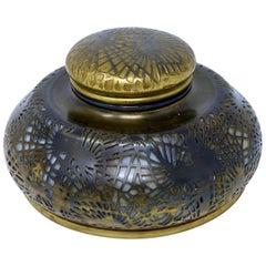 Antique Tiffany Studios Art Nouveau Big Round Inkwell, circa 1900