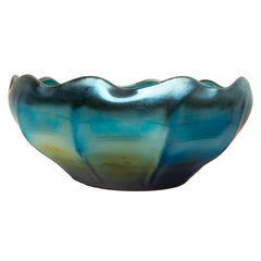 Antike Tiffany Studios Schale blau schillernden Favrile Glas Schale signiert LCT 1905