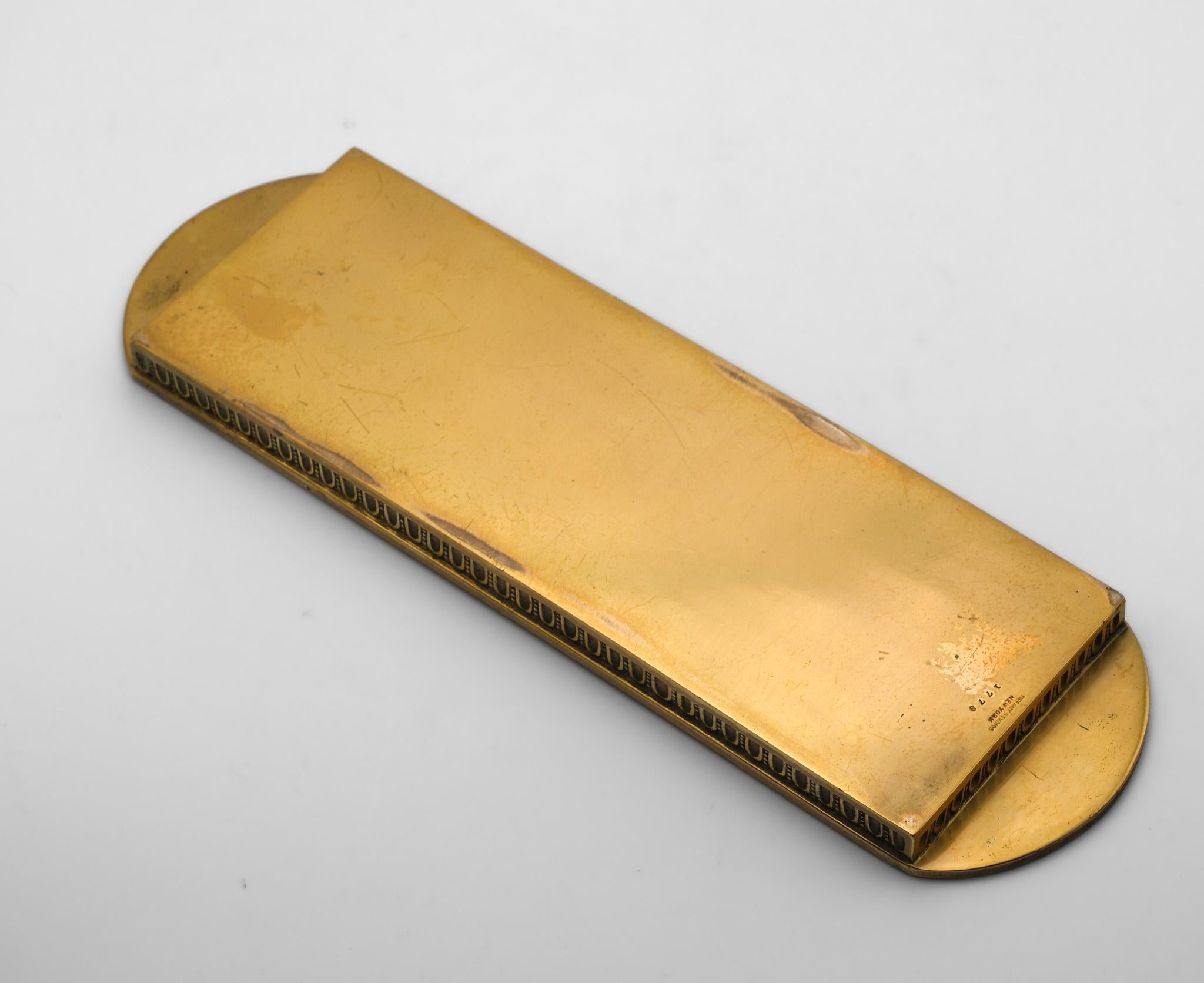 Antique Tiffany Studios Bronze Doré Pen Tray Neoclassical Taste For Sale 5