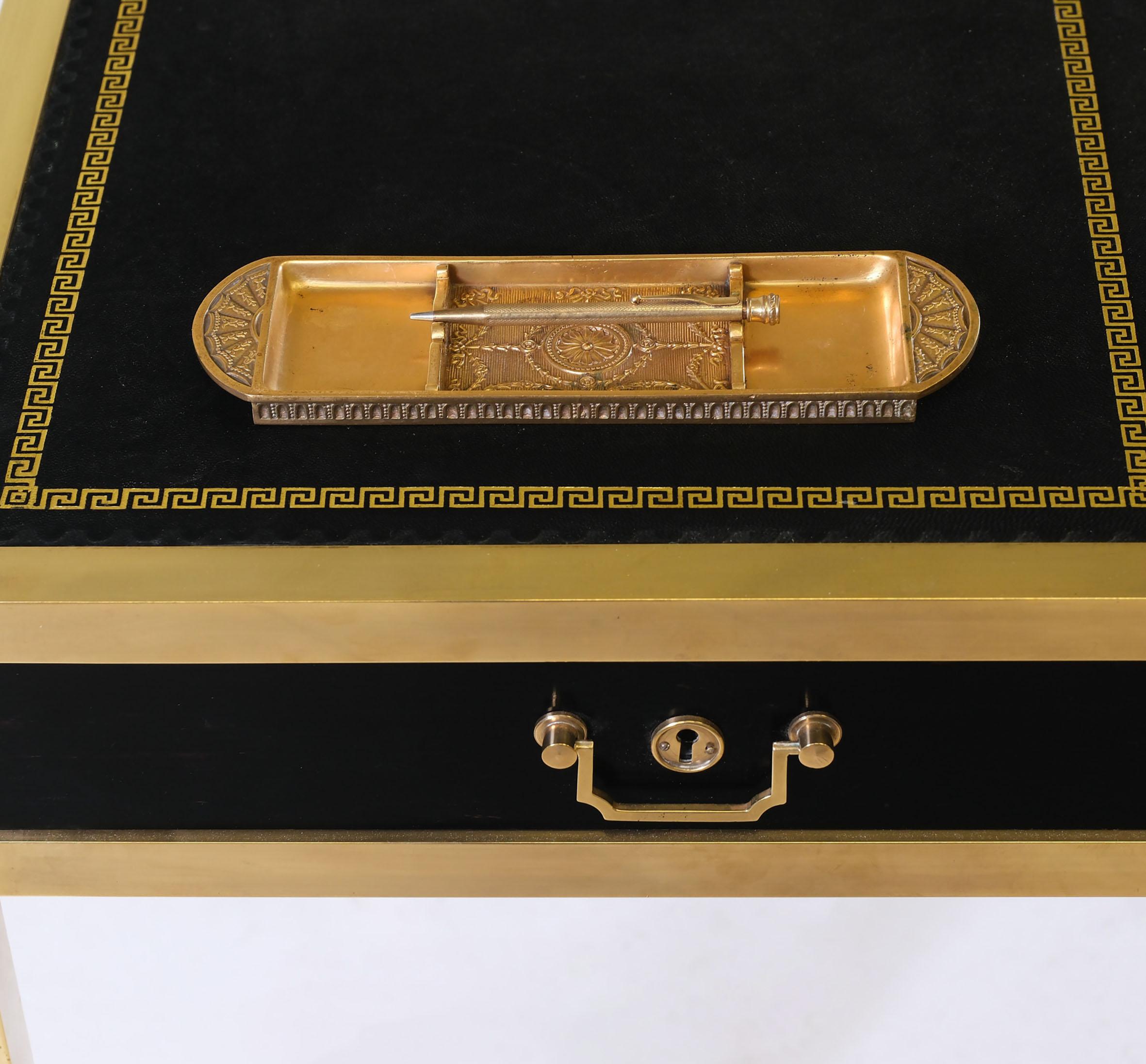 Neoclassical Revival Antique Tiffany Studios Bronze Doré Pen Tray Neoclassical Taste For Sale