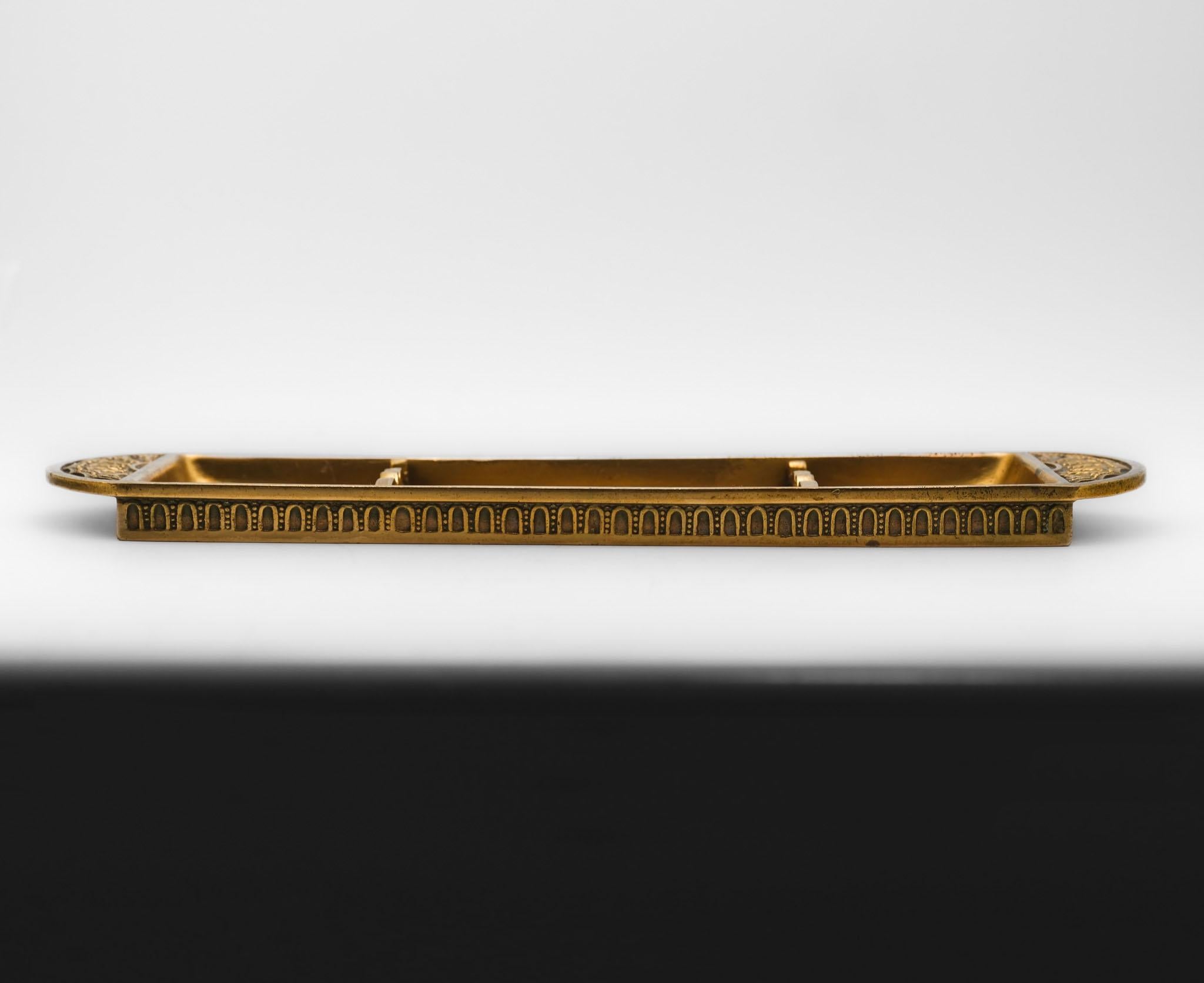 20th Century Antique Tiffany Studios Bronze Doré Pen Tray Neoclassical Taste For Sale