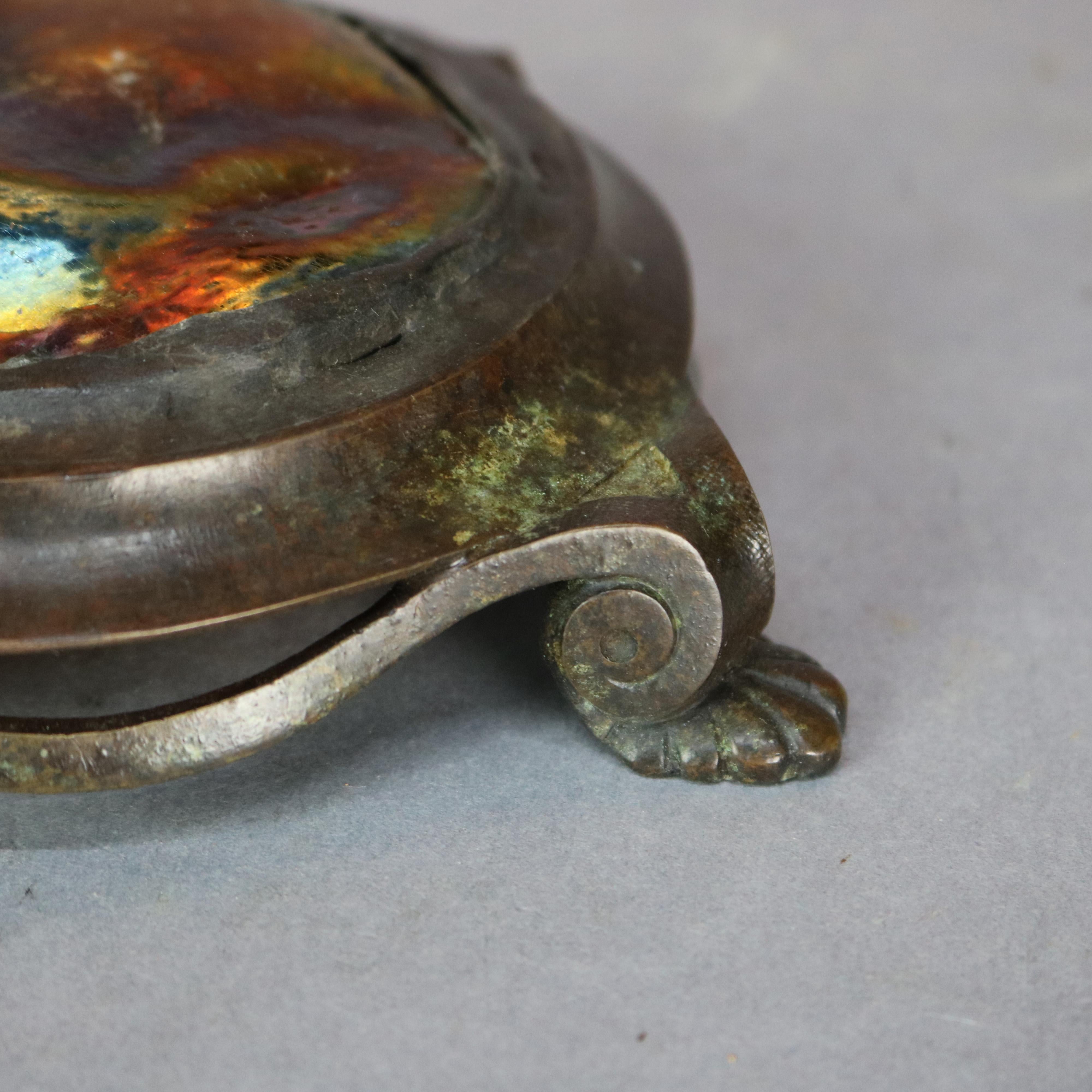 Bronze & Art Glass Paperweight After Tiffany, 20th C In Good Condition In Big Flats, NY