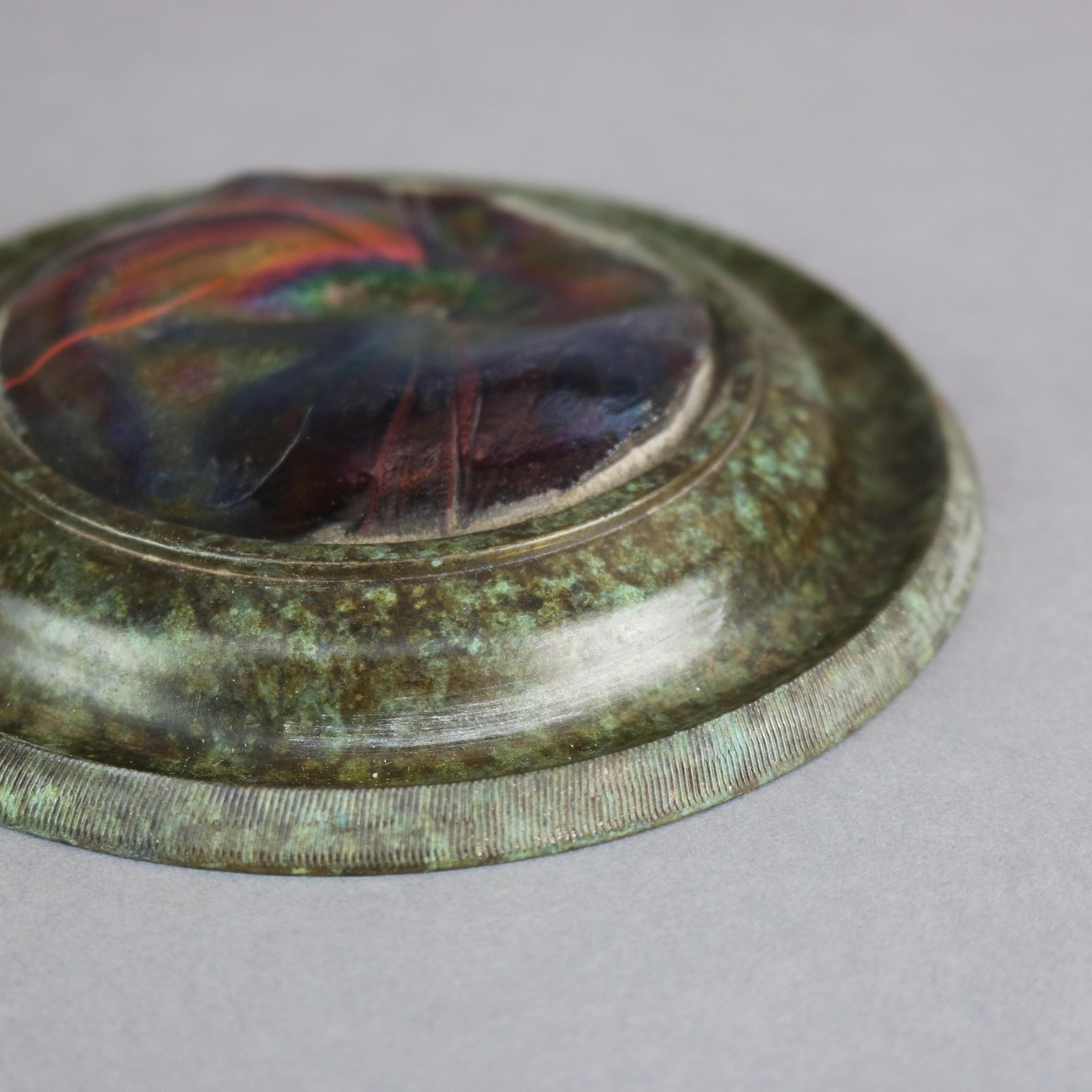 Cast Bronze &  Art Glass Paperweight after Tiffany Studios, 20th C
