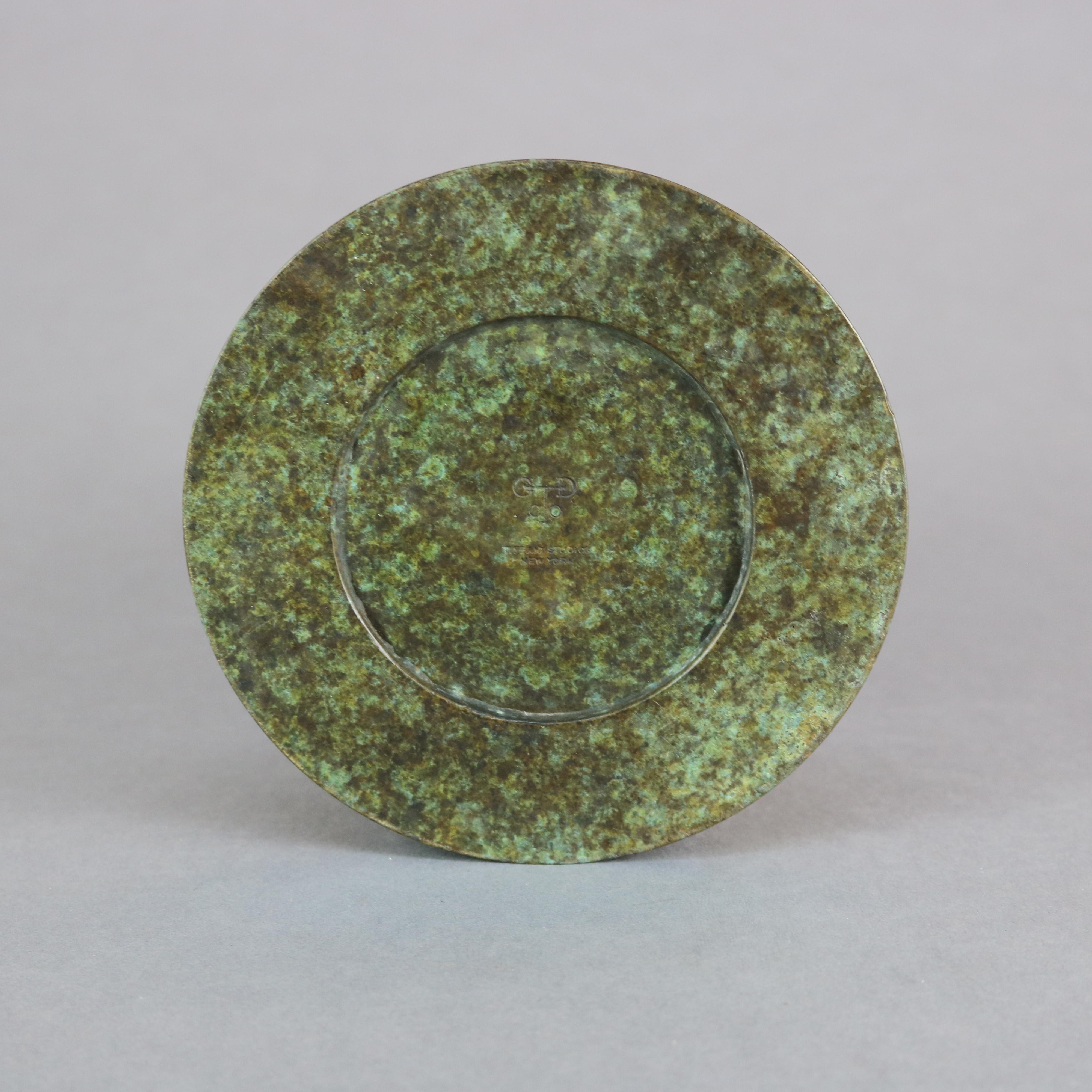 Bronze &  Art Glass Paperweight after Tiffany Studios, 20th C In Good Condition In Big Flats, NY