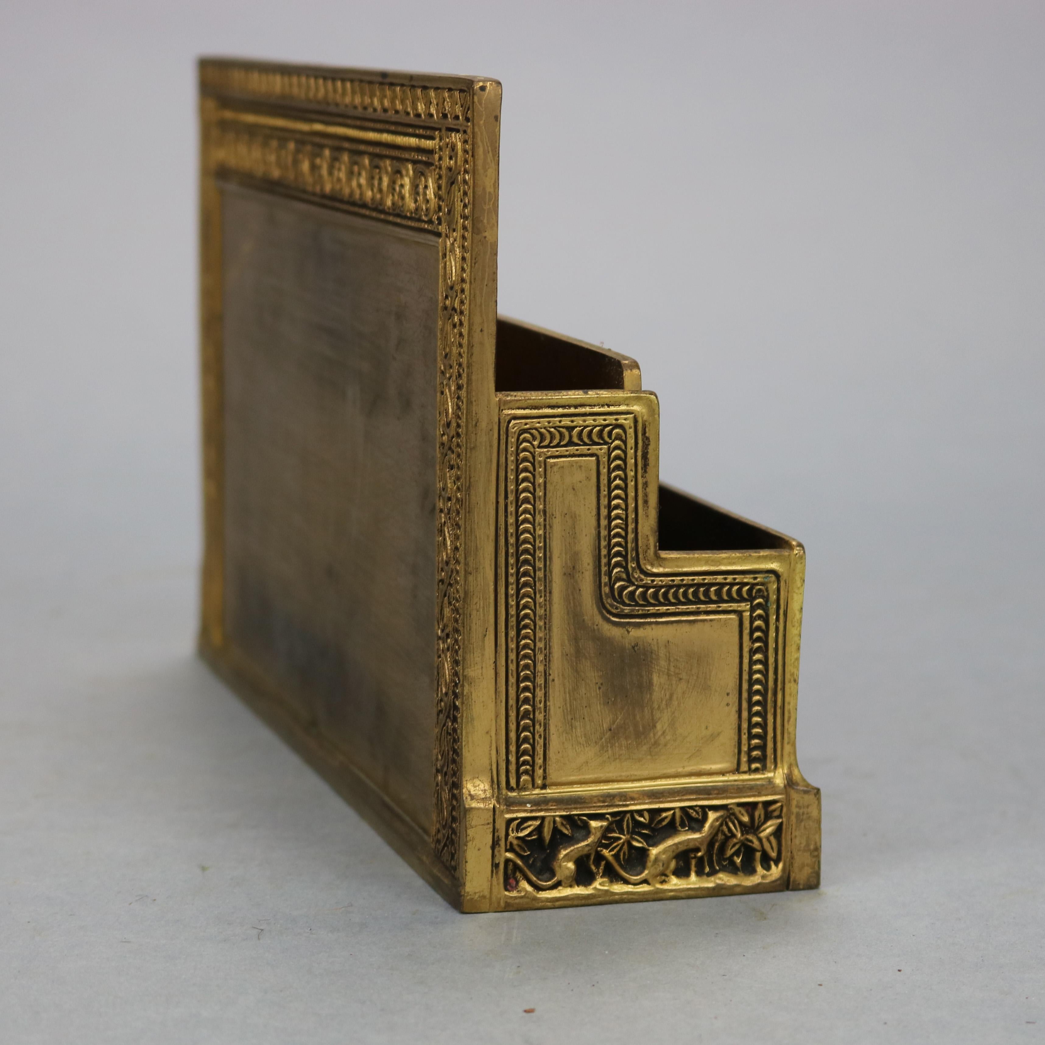 Antique Tiffany Studios Gilt Bronze Figural & Tiered Letter Holder, c1910 6