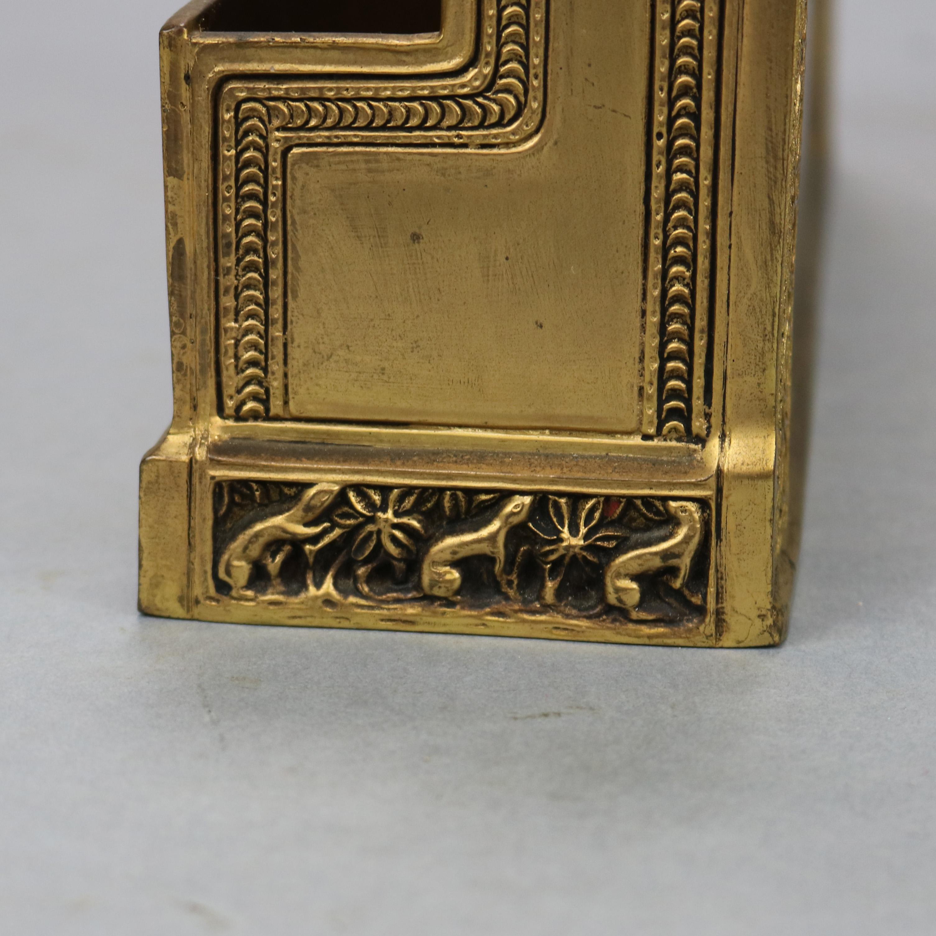 Antique Tiffany Studios Gilt Bronze Figural & Tiered Letter Holder, c1910 2