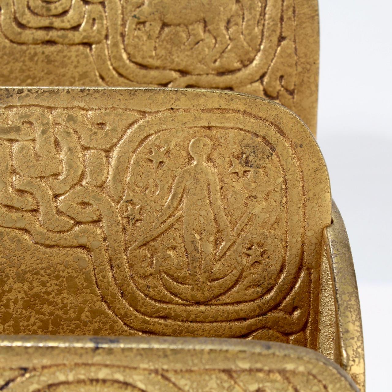 Antique Tiffany Studios Gilt Bronze Zodiac Pattern Desk Letter Holder No. 1000 3
