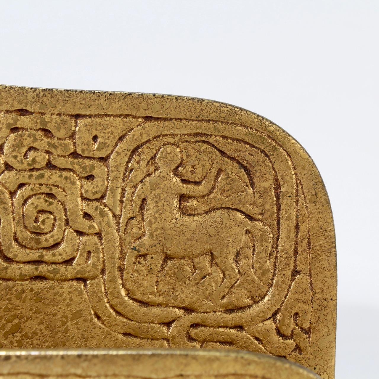 Antique Tiffany Studios Gilt Bronze Zodiac Pattern Desk Letter Holder No. 1000 9