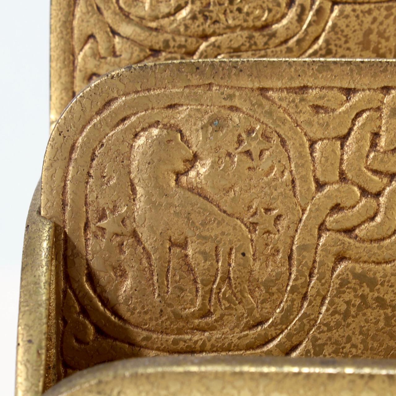 Antique Tiffany Studios Gilt Bronze Zodiac Pattern Desk Letter Holder No. 1000 2