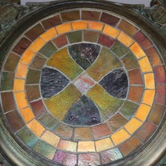 Antique Tiffany Studios Mosaic Favrile Glass and Bronze Celtic Cross Trivet