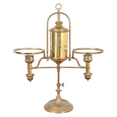 Antique Tiffany Studios Style Brass Double Arm Student Lamp, Circa 1910
