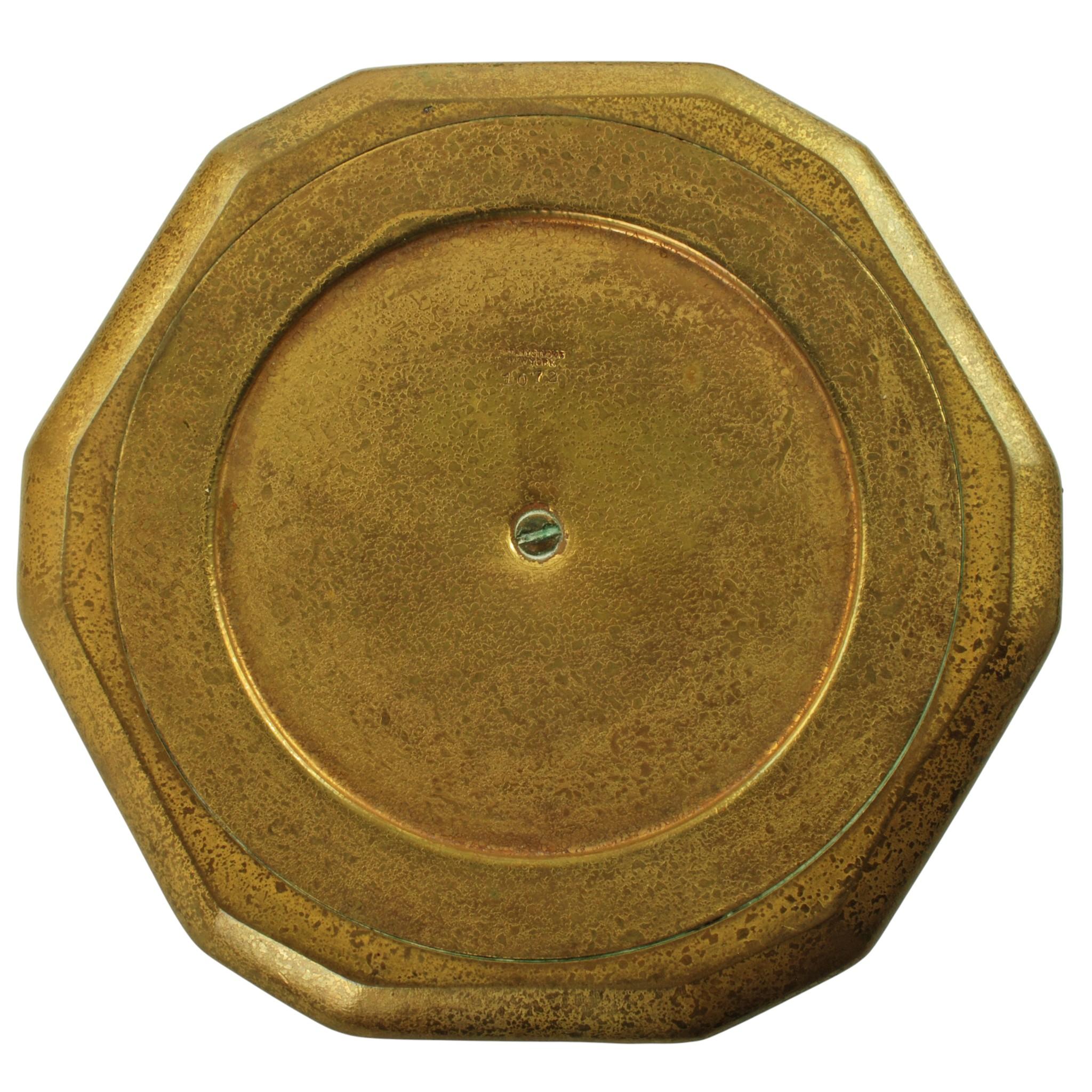 Antike Tiffany Studios Zodiac 6-teilige Bronze Doré Schreibtisch Set im Angebot 3