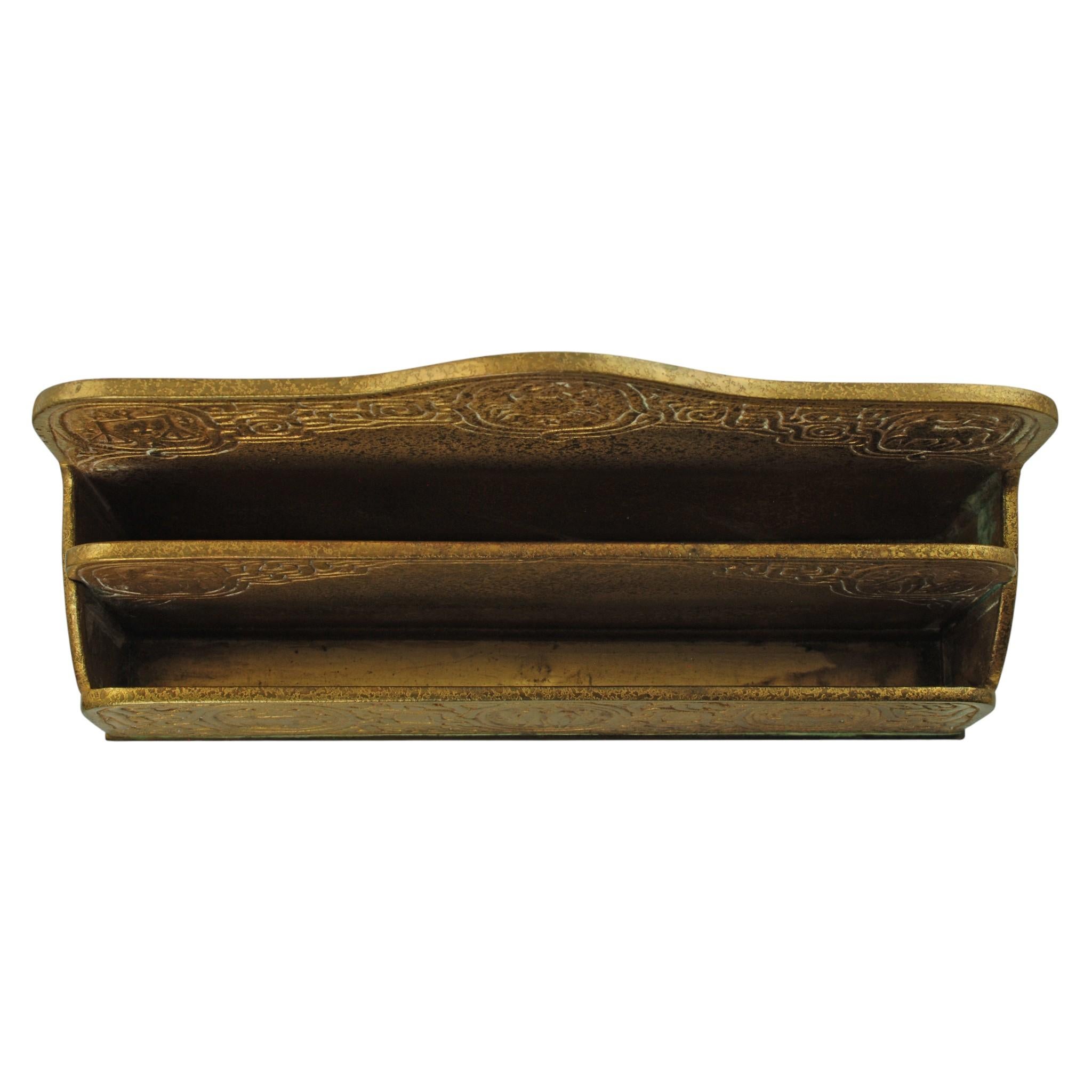 Antike Tiffany Studios Zodiac 6-teilige Bronze Doré Schreibtisch Set im Zustand „Gut“ im Angebot in Cincinnati, OH